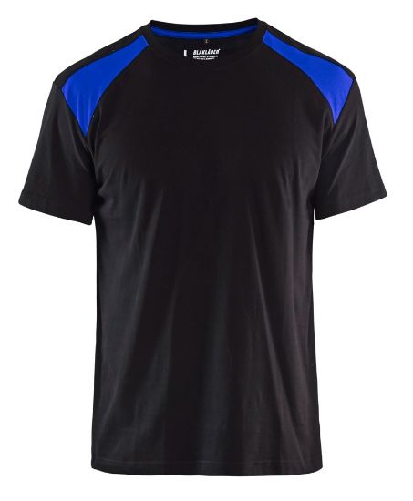 Afbeeldingen van BLÅKLÄDER T-shirt bi-colour 3379 zwart/korenblauw M