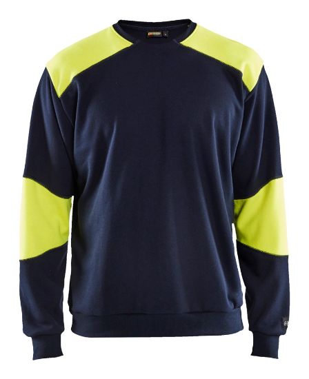 Afbeeldingen van BLÅKLÄDER Sweater vlamvertragend 3458 marineblauw/High Vis geel M