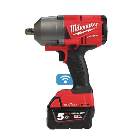 Afbeeldingen van MILWAUKEE Accu slagmoersleutel ½" M18ONEFHIWP12-502X high torque ONE-KEY met verende borgpen 2x 5,0Ah