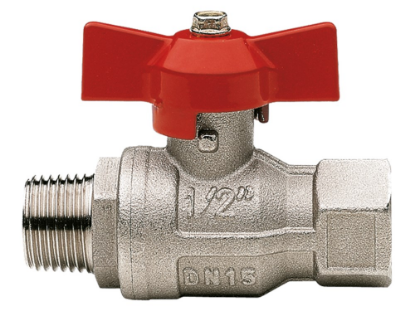 Afbeeldingen van Kraan met vlinderhendel ½" rood BI/BU