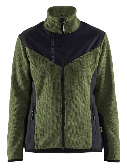 Afbeeldingen van BLÅKLÄDER Gebreid vest met softshell dames 5943 herfstgroen/zwart S