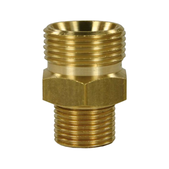 Afbeeldingen van Verloopnippel messing M22 buitendraad ⅜"buitendraad