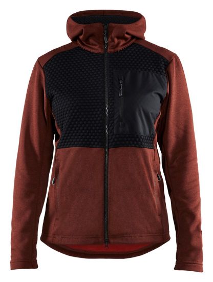 Afbeeldingen van BLÅKLÄDER Hoodie dames met hele rits 3542 gebrand rood/zwart L