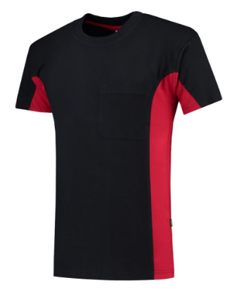 Afbeeldingen van TRICORP T-shirt bi-colour met borstzak 102002 navy/rood M
