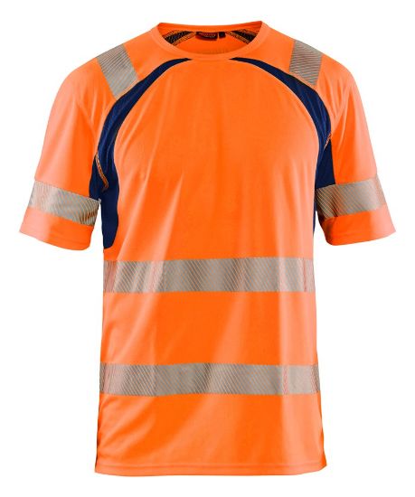 Afbeeldingen van BLÅKLÄDER T-shirt UV 3397 High Vis oranje/marineblauw 4XL