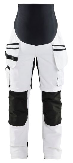 Afbeeldingen van BLÅKLÄDER Zwangerschapsbroek schilder Zip-Off 7102 wit/zwart 2XL