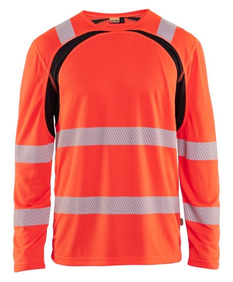 Afbeeldingen van BLÅKLÄDER T-shirt UV met lange mouwen 3599 High Vis rood/zwart M