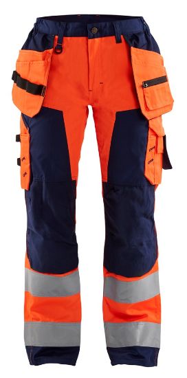 Afbeeldingen van BLÅKLÄDER Werkbroek dames met spijkerzakken 7156 High Vis oranje/marineblauw C48