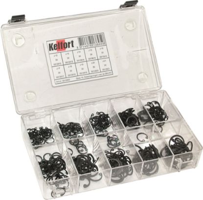 Afbeeldingen van KELFORT Assortimentdoos nr.15 zekeringsringen t.b.v. boring PH-J DIN472 ZW