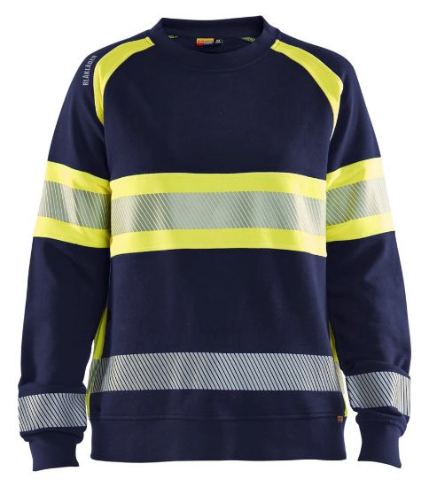Afbeeldingen van BLÅKLÄDER Sweater dames 3409 marineblauw/High Vis geel M
