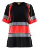 Afbeeldingen van BLÅKLÄDER T-shirt dames 3410 zwart/High Vis rood 2XL