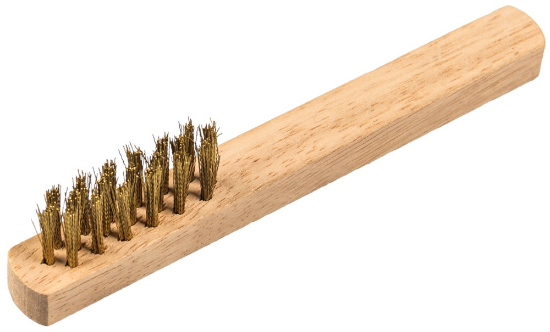 Afbeeldingen van Bougieborstel 3-rijig met houten handvat 0,17MM messing geplooid 45X17X145MM
