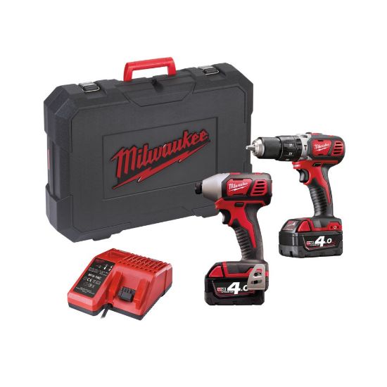 Afbeeldingen van MILWAUKEE Accu powerpack M18BPP2C-402C (M18BPD,M18BID, 2X4.0 Ah accu, Accu-18 lader, transportkoffer)