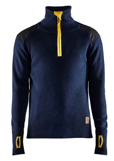 Afbeeldingen van BLÅKLÄDER Sweater wol 4630 donkerblauw/geel XS