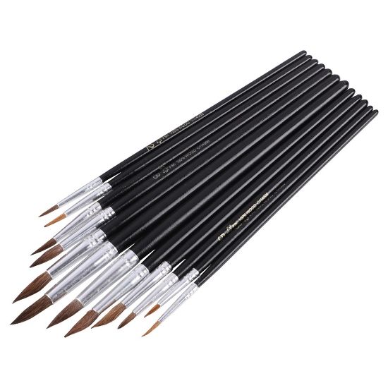 Afbeeldingen van COPENHAGEN PRO Aquarelpenselenset geitenhaar FSC zwart gelakte houten steel gr. 1-12 12x