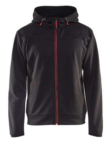Afbeeldingen van BLÅKLÄDER Hoodie met rits 3363 zwart/rood L