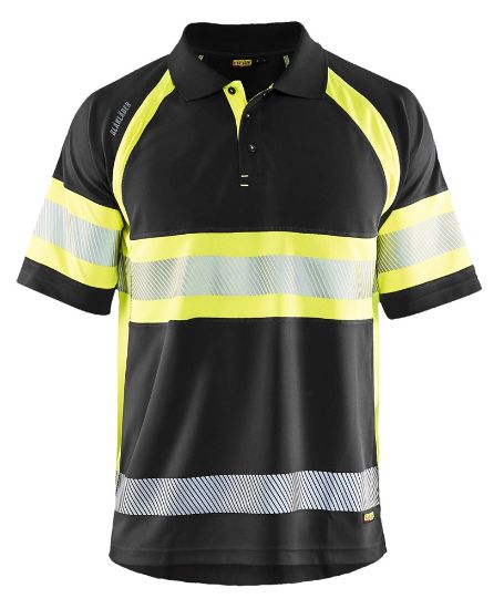 Afbeeldingen van BLÅKLÄDER Poloshirt UV Klasse 1 3338 zwart/High Vis geel L