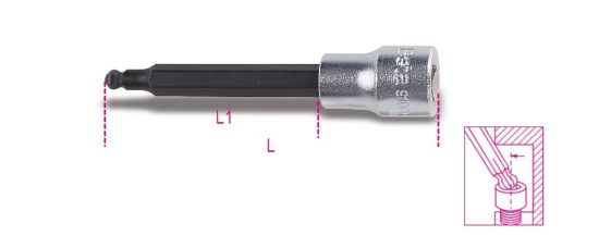 Afbeeldingen van BETA Dopsleutel ⅜" kogelkop binnenzeskant 910BP 6L