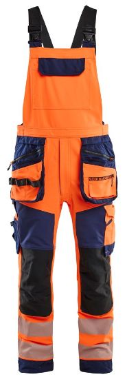 Afbeeldingen van BLÅKLÄDER Bretelbroek met 4-weg stretch 2626 High Vis oranje/marineblauw D88