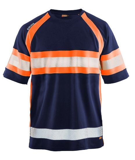 Afbeeldingen van BLÅKLÄDER T-shirt UV 3337 marineblauw/High Vis oranje 2XL