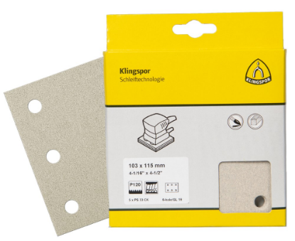 Afbeeldingen van Schuurpapiervel PS33CK met klittenband 103X115MM K120 stansvorm GL19 in DIY verpakking