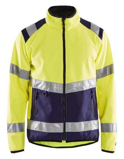 Afbeeldingen van BLÅKLÄDER Softshell jack 4877 High Vis geel/marineblauw S