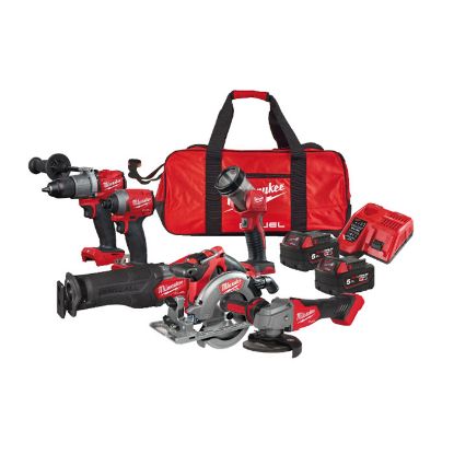 Afbeeldingen van MILWAUKEE Accu powerpack M18FPP6K2-502B (M18 FPD2, M18 FID2, M18 FSZ, M18 FSAG125X, M18 CCS55, M18 TLED, 2XM18 B5 accu, Accu-18 FC lader, transporttas)