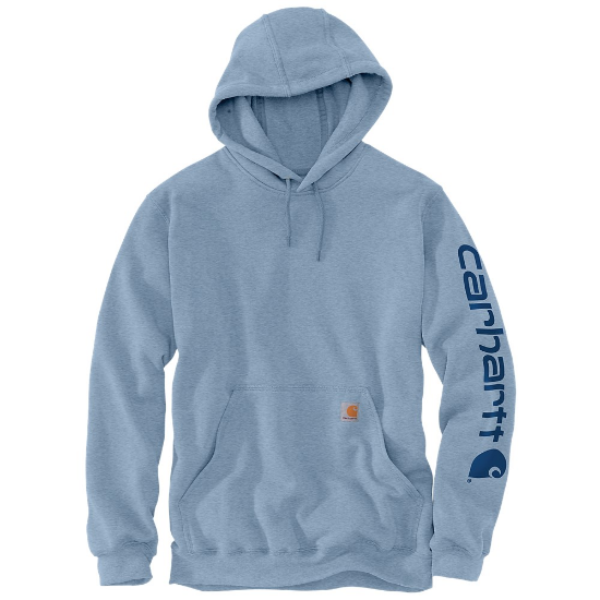 Afbeeldingen van CARHARTT Hoodie logo sleeve K288 alpine blue heather S