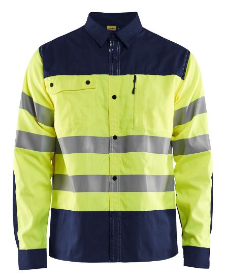 Afbeeldingen van BLÅKLÄDER Overhemd 3255 High Vis geel/marineblauw S