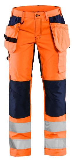 Afbeeldingen van BLÅKLÄDER Werkbroek dames met stretch 7163 High Vis oranje/marineblauw C48