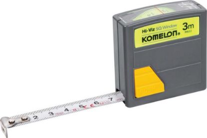Afbeeldingen van KOMELON Rolmaat SQ Window 3M 13MM Hi-Viz band in ABS kast met boveninkijkvenster