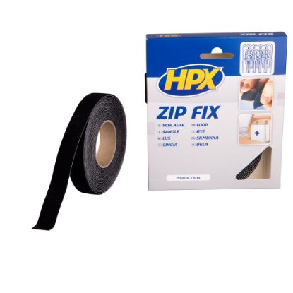 Afbeeldingen van HPX Klittenband Zip Fix (lus) zwart 20MM 5M