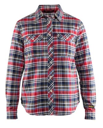 Afbeeldingen van BLÅKLÄDER Overhemd dames flanel 3209 marineblauw rood 3XL