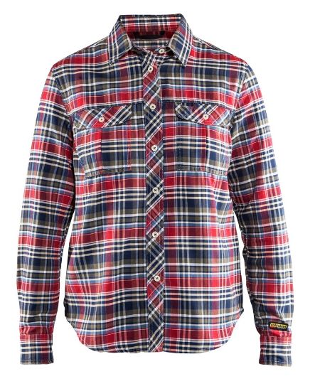 Afbeeldingen van BLÅKLÄDER Overhemd dames flanel 3209 marineblauw rood L