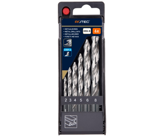 Afbeeldingen van ROTEC Metaalborenset 104 DIN338 STEP-X 6x 2-8MM
