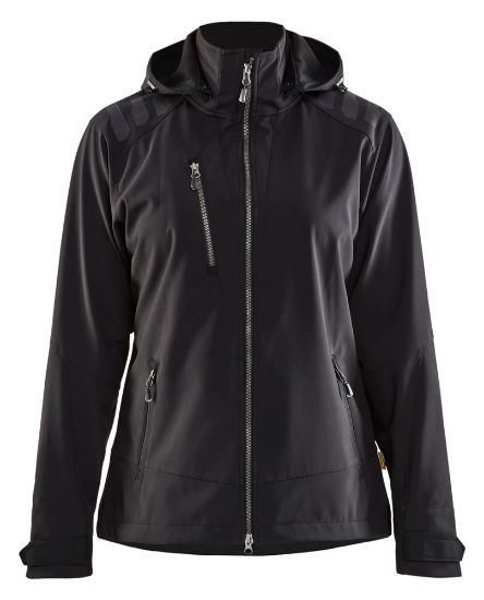 Afbeeldingen van BLÅKLÄDER Softshell jack dames 4719 zwart 2XL