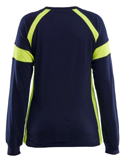 Afbeeldingen van BLÅKLÄDER T-shirt dames met lange mouwen Visible 3521 marineblauw/High Vis geel M
