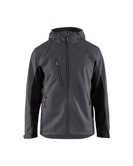 Afbeeldingen van BLÅKLÄDER Softshell jack met capuchon 4753 medium grijs/zwart M