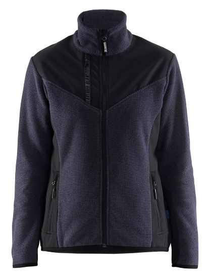 Afbeeldingen van BLÅKLÄDER Gebreid vest met softshell dames 5943 donker marineblauw/zwart 2XL