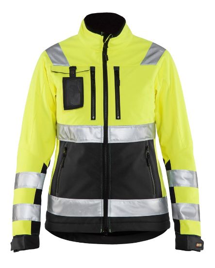Afbeeldingen van BLÅKLÄDER Softshell jack dames 4902 High Vis geel/zwart S