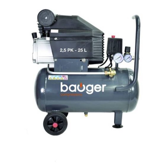 Afbeeldingen van BAUGER Compressor KA252502 230V 1-fase 25L 220L/min 8bar 2,5pk 1 cilinder 2800tr/min