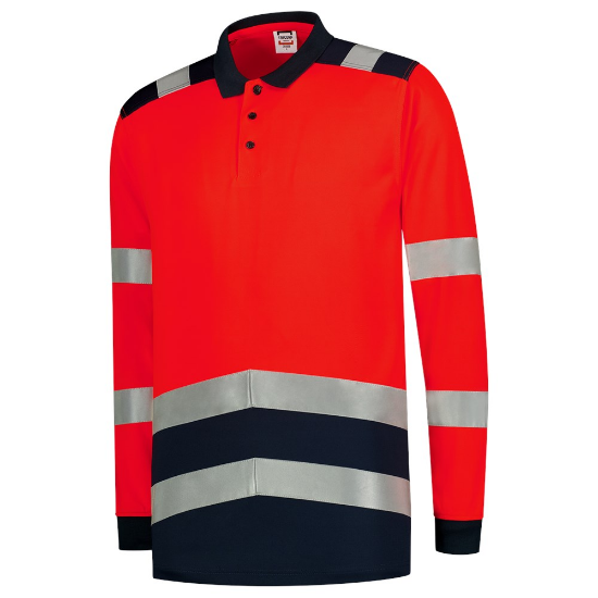 Afbeeldingen van TRICORP Poloshirt High Vis bi-colour met lange mouwen 203008 fluor rood/inkt M