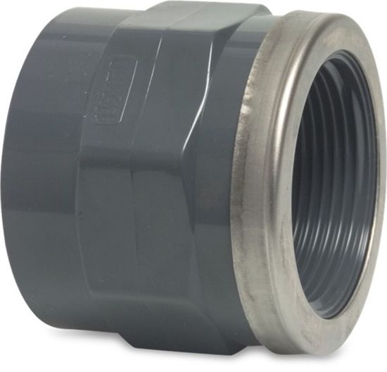 Afbeeldingen van PROFEC Draadsok versterkt PVC-U grijs 50X1.½" lijmmof/binnendraad 16bar