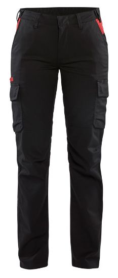Afbeeldingen van BLÅKLÄDER Werkbroek industrie dames met stretch 7144 zwart/rood D23