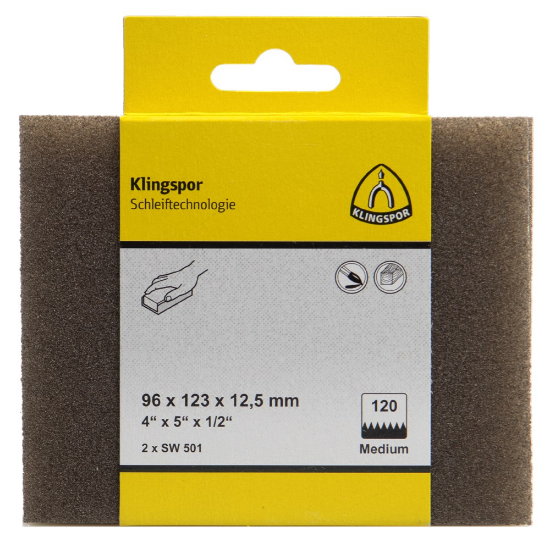 Afbeeldingen van Schuurschijf SW501 aluminiumoxide 96X123X12,5MM K220 in DIY verpakking