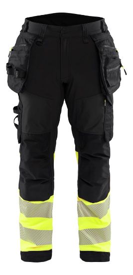 Afbeeldingen van BLÅKLÄDER Softshell werkbroek 1821 zwart/High Vis geel C54