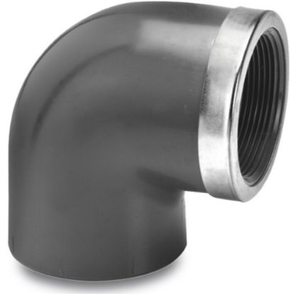 Afbeeldingen van VDL Knie 90° versterkt PVC-U grijs 110MMX4" lijmmof/binnendraad 10bar