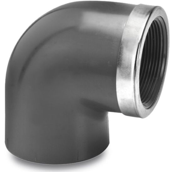 Afbeeldingen van VDL Knie 90° versterkt PVC-U grijs 20MMX½" lijmmof/binnendraad 16bar