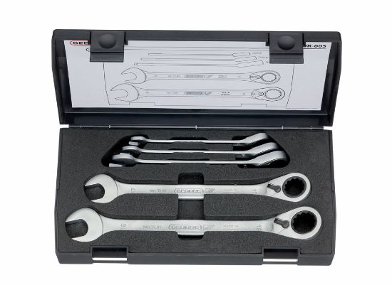 Afbeeldingen van GEDORE Ringratelsteeksleutelset 7 UR-005 omschakelbaar 8-19MM 5x