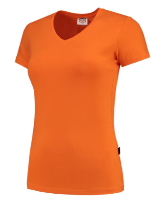 Afbeeldingen van TRICORP T-shirt V-hals Slim-Fit dames 101008 oranje L
